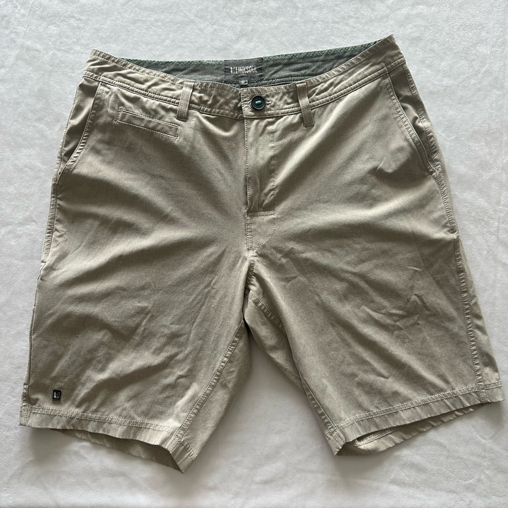 Linksoul Men's Khaki Flat Front Shorts